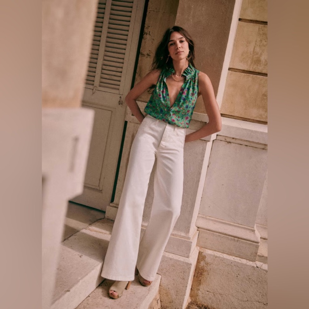 Sezane Davis Trousers in Ecru, French Size 36 (US Size 4)